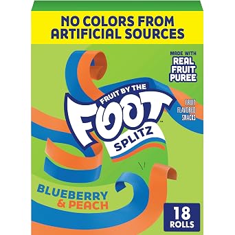Fruit By the Foot Splitz Fruit Flavored Snacks, Blueberry & Peach, 18 ct