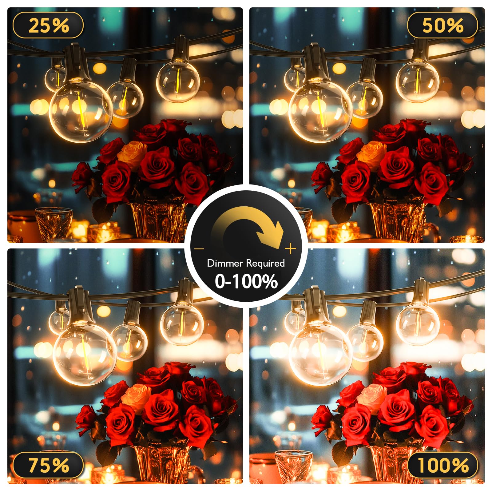Ghirlanda di luci LED per esterni, corrente: 30,5 m, illuminazione esterna, G40, lampadine da giardino