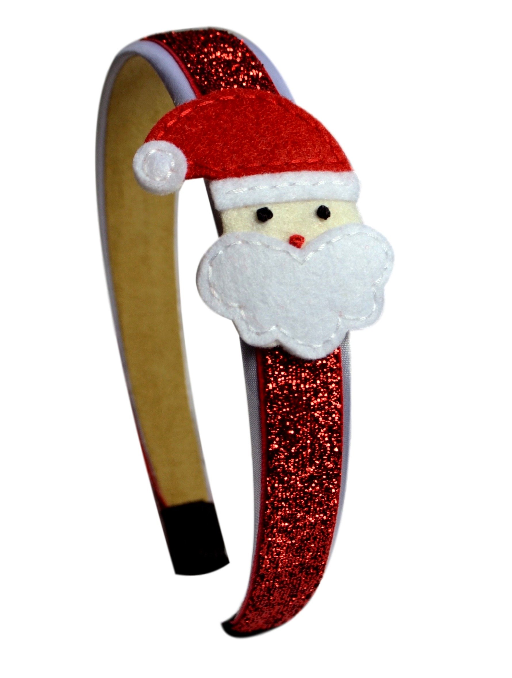 Christmas Holiday Girls Satin and Glitter Arch Headband (Santa Claus)