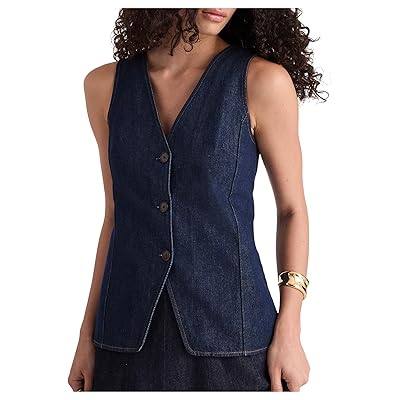 Madewell Long Line V Neck Vest In Rinse Wash Women