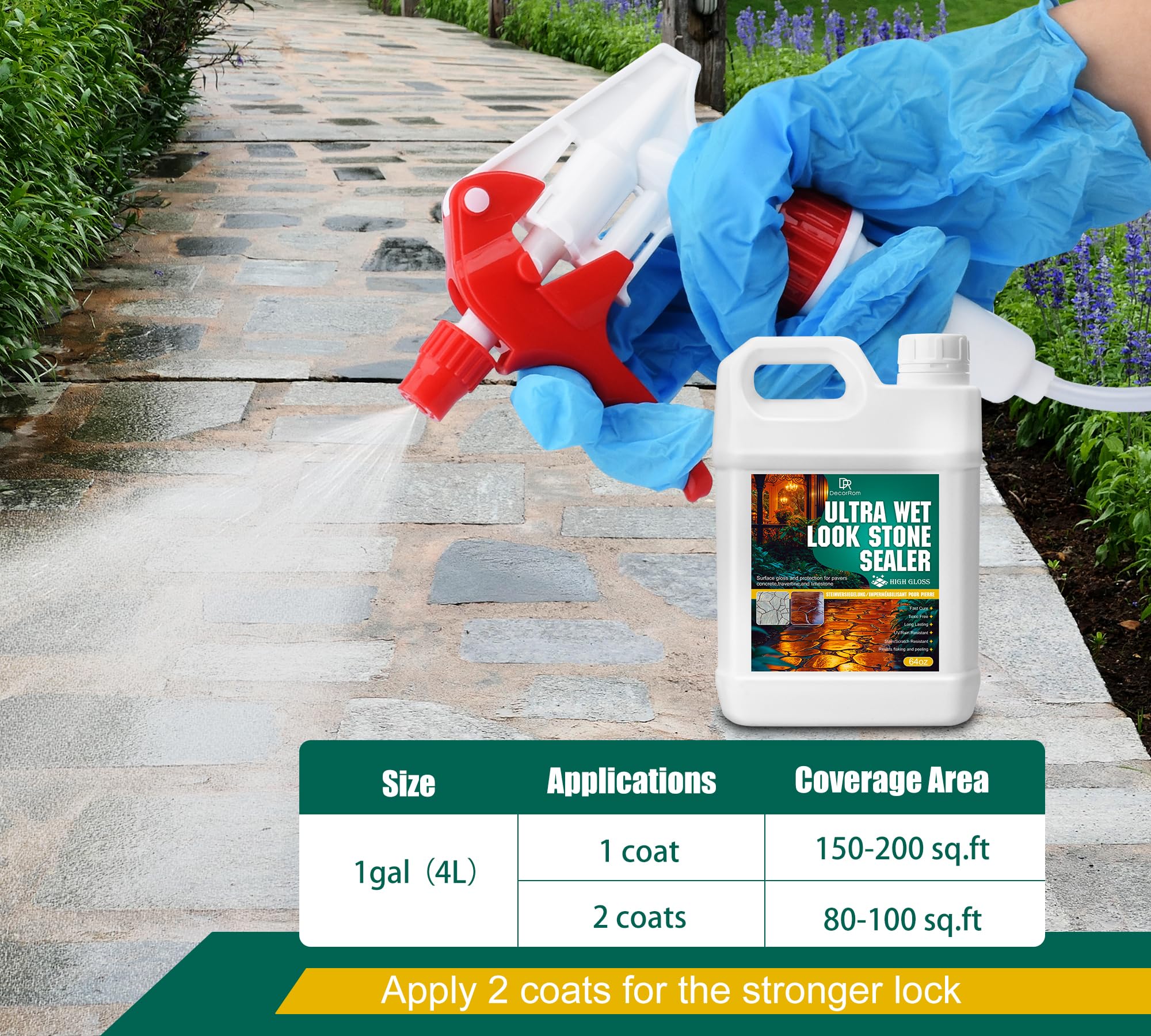 mpregnación de piedra húmeda - 4L piedra sello impermeable | Adecuado para travertino, mármol adoquines hormigón pizarra ladrillo, paredes pintadas, madera Con boquilla