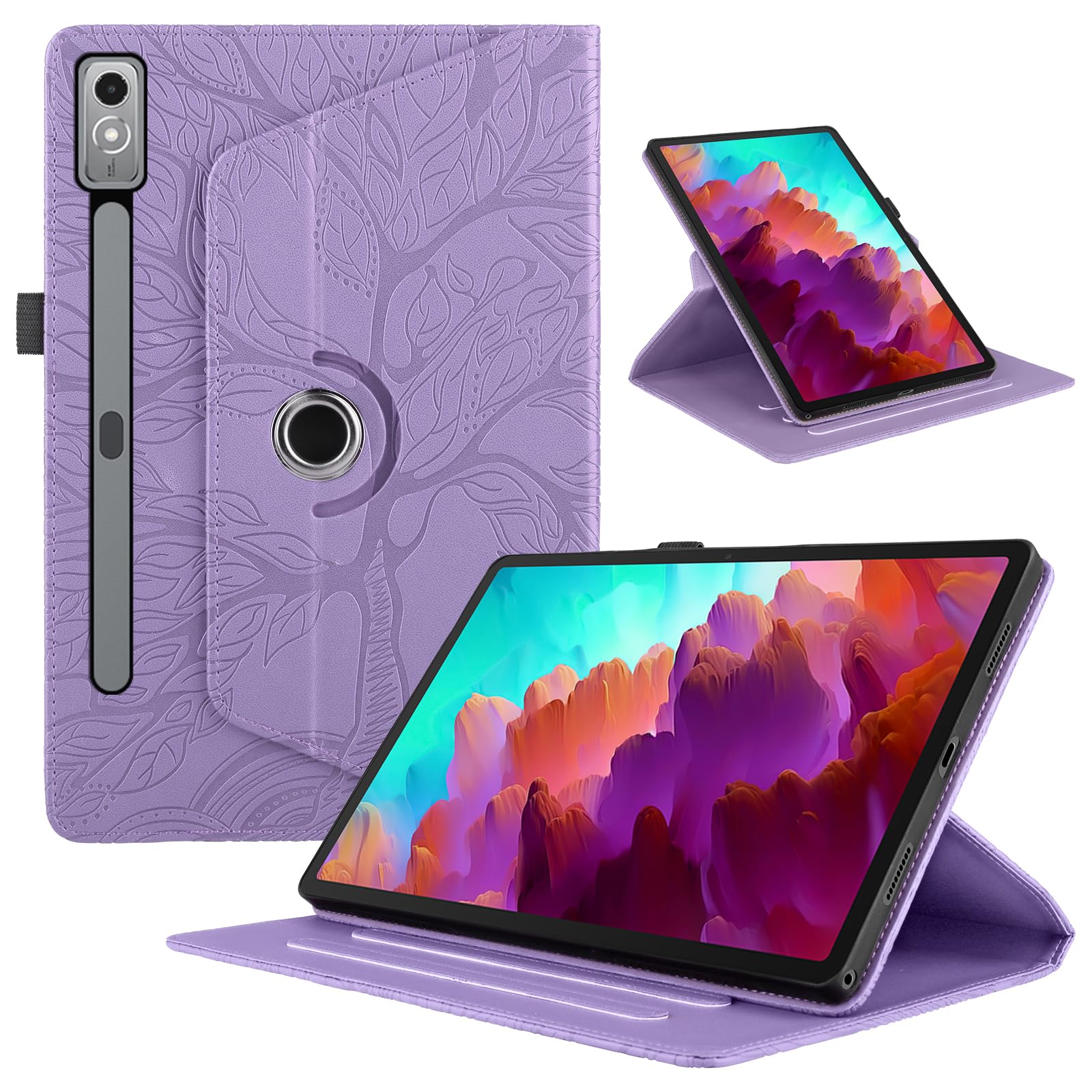 Funda para Samsung Galaxy Tab S9/ S8/ S7 11" (SM-X710/X700/T870) PU Cuero Tablets Protectora Cover 360°Carcasa Giratoria de ángulo Múltiple Stand Función Tablets Funda,Rojo Árboles — view 72