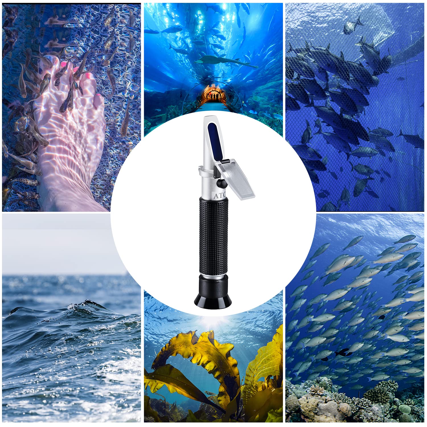 Refractómetro de Salinidad Probador de Salinidad para Acuario con ATC y Escala Dual 0-100 ‰ y 1.000-1.070 Probador de Agua Salada de Gravedad Específica para Pecera de Piscina de Agua de Mar