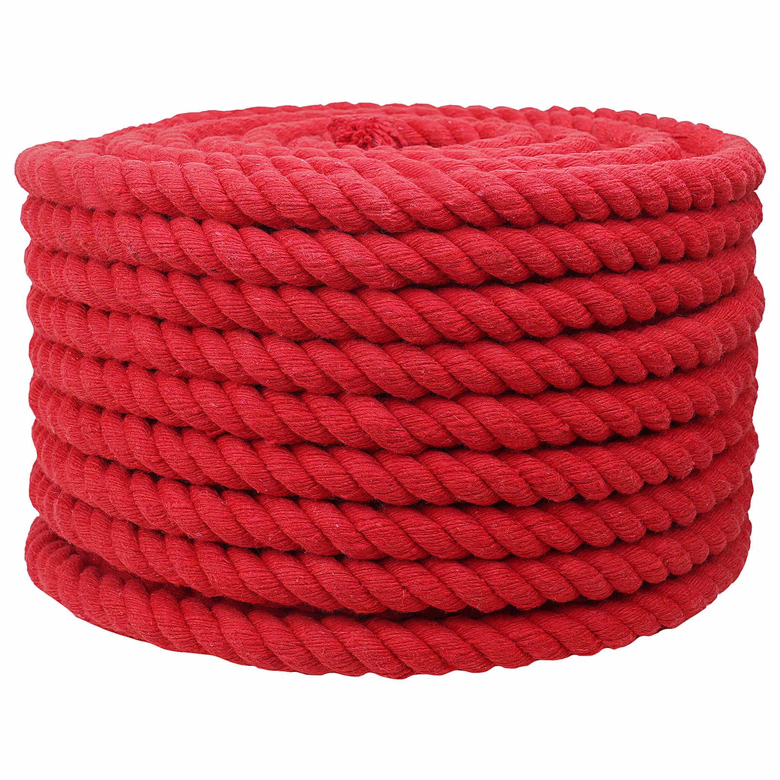 Cuerda de algodón rojo de 1,6 x 1,6 x 5000 cm, 3 capas, cuerda de cuerda o cuerda para manualidades, macramé, decoración, fijación al aire libre y jardín, fácil de agarrar