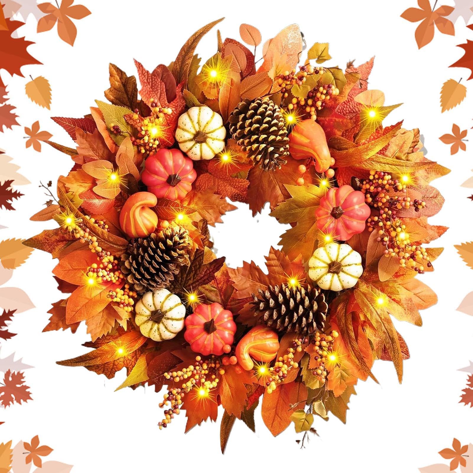 Couronne d'Action de Grâce de 50 cm : idée cadeau idéale pour l'automne