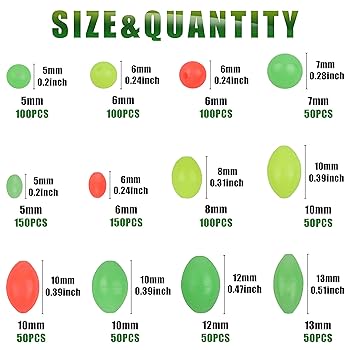 Tebru Glow Fishing Beads, 1000pcs/Box Plastic Round Beads Fishing