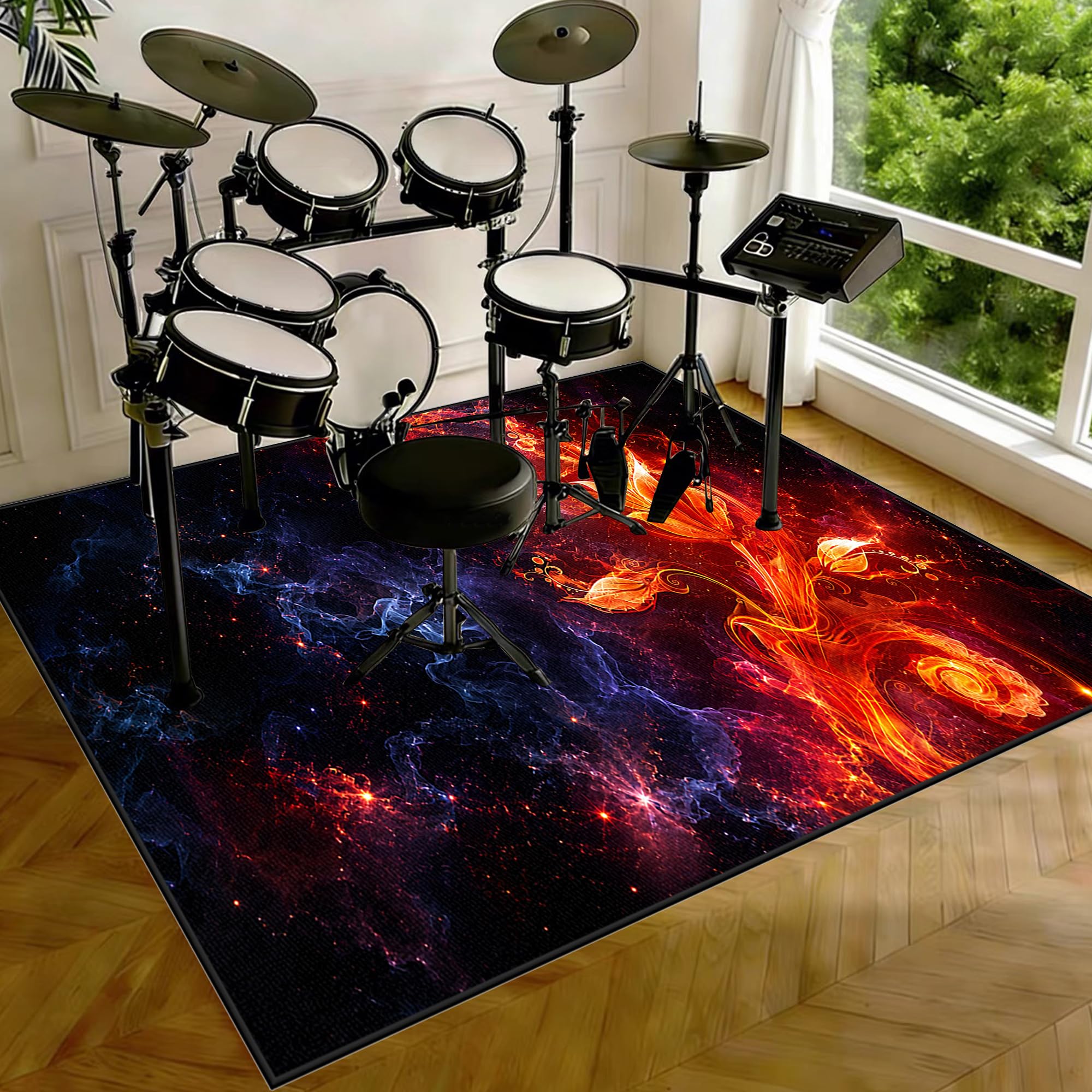Tapis de Tambour Insonorisé, Tapis Batterie Electronique, Tapis antidérapants, Tapis Insonorisant pour Batterie électrique, Instruments de Musique Tapis de Sol, Accessoires de Batterie 180 x 140 cm