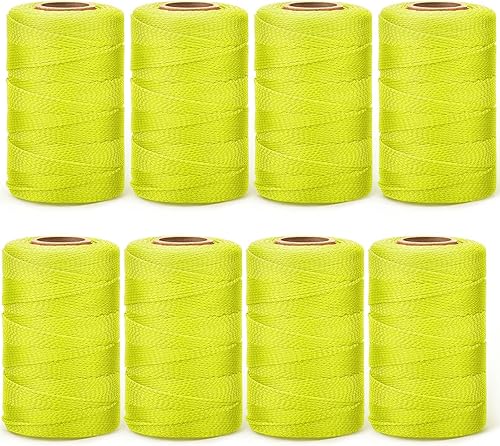 Woanger 8 rollos Mason Line de 500 pies de longitud trenzado de nailon de albañilería de nailon para construcción, jardinería, manualidades,