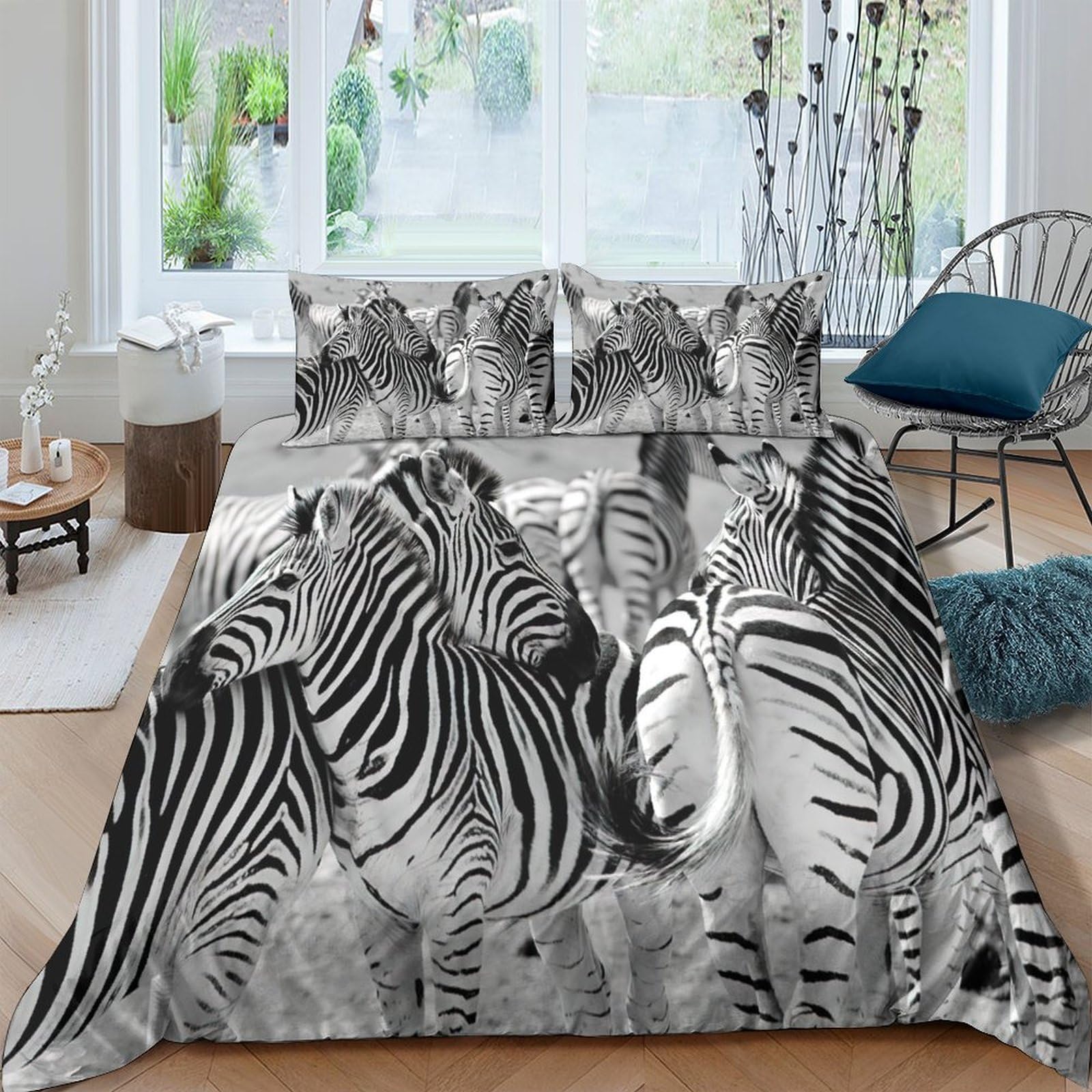 Ctjqhvkz Style-2 3D Printed Zebra Stripe Fitted Sheet Microfiber Soft Slip-Resistant Wild Animal Bed Cover For Bedroom Dorm Decor Single（135X200cm）