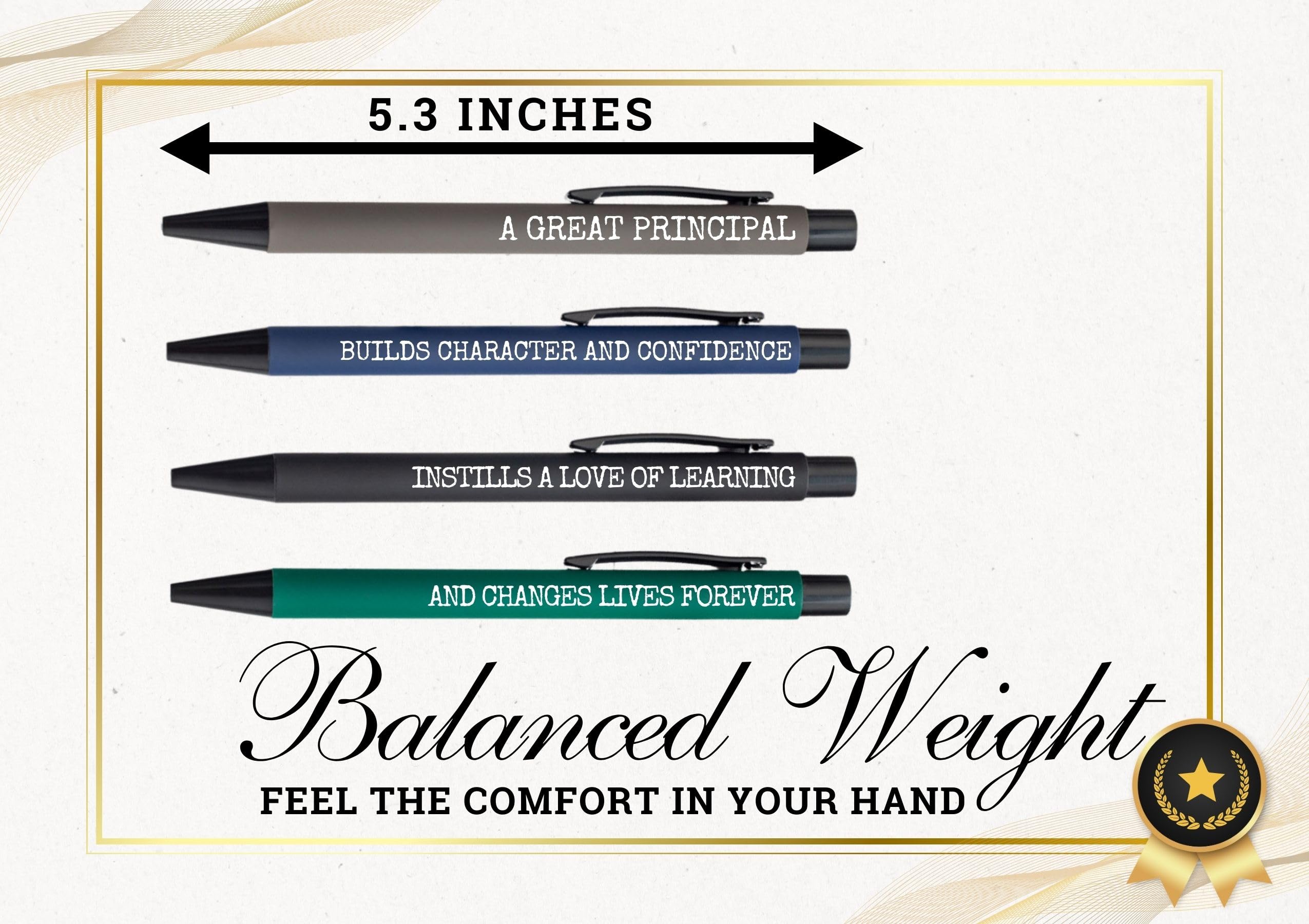 InnoBeta Principal Appreciation Gifts for Men, Women, Inspirational Thank You Gift Ballpoint Pen Set of 4, Office Tools for School Principals, Black