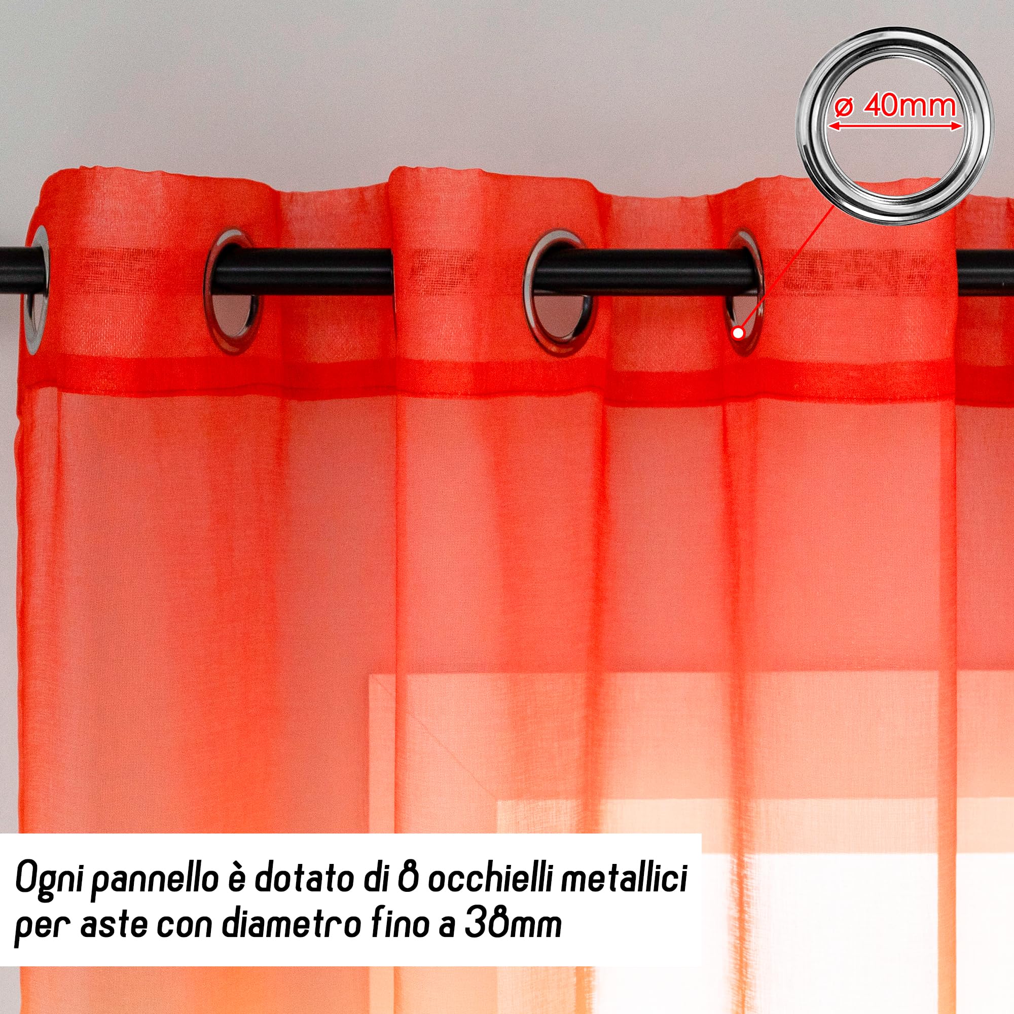 GIRASOLE HOME Tende Voile Semi Trasparenti Arcobaleno 2 Pannelli 140x275cm