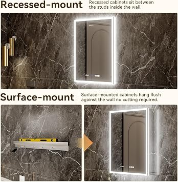 Medicine Cabinet Mirror 24x32 with Anti-Fog, Single Door Right