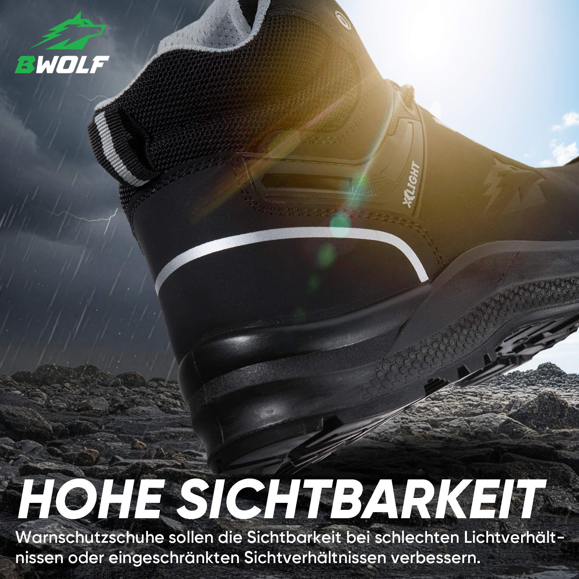 BWOLF Defender S3 Arbeitsschuhe Herren Sicherheitsschuhe aus wasserabweisendem Nubukleder, Kevlar-Kappe und Zwischensohle, rutschfest