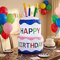 Vista 1 de Sunnydaze Decoración inflable de pastel de cumpleaños de 4 pies, ventilador y luces LED