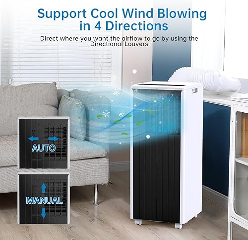 Miniatura 5 de Aire acondicionado portátil de 8000 BTU, aire acondicionado portátil 4 en 1 con ventilador, deshumidificador y modo de suspensión, unidades de aire