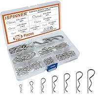 Vista 1 de ISPINNER Kit surtido de 100 pines de chaveta de acero inoxidable 304, clips R de 7 tamaños para sistemas de bloqueo de pasador de enganche