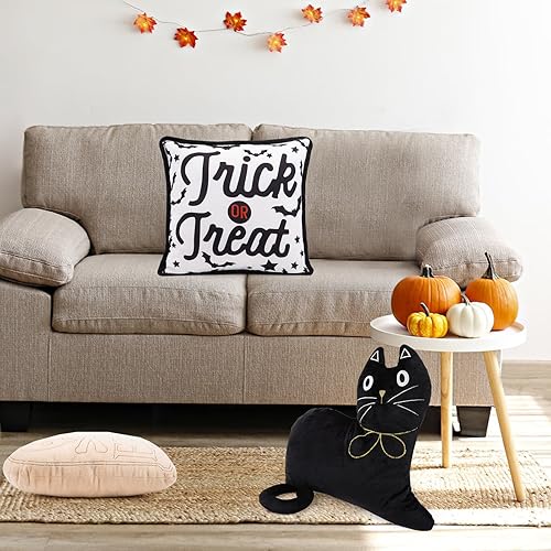 Miniatura 8 de Almohada de felpa de gato negro esponjosa, almohada de felpa suave para Acción de Gracias, Halloween, gato negro, cojín decorativo para sofá, 15.5