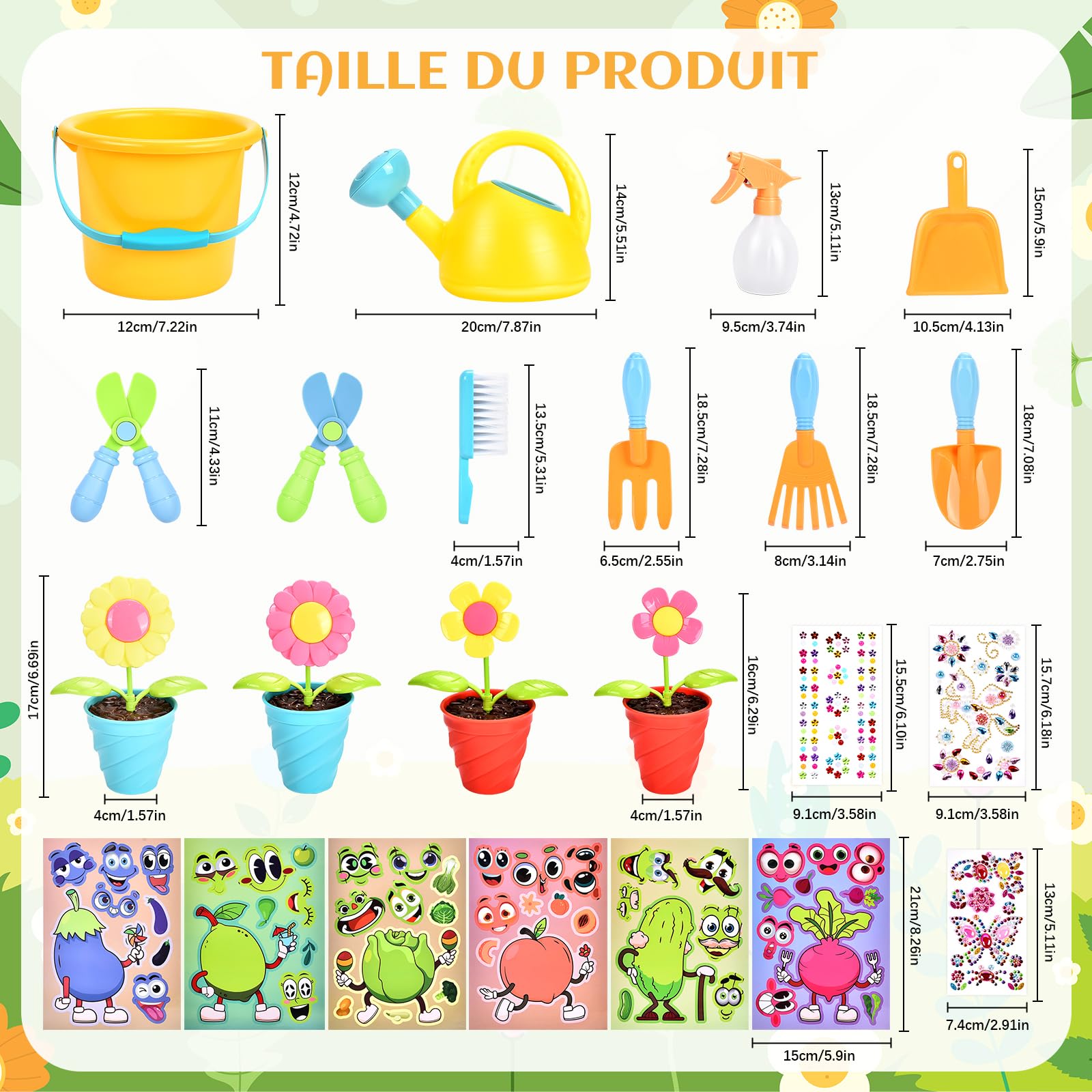 Aragallant Kit Jardinage Enfant, 28 Pièces Outillage de Jardin pour Enfants avec Pelle Arrosoir Rateau Pots de Plantes Seau Plage Set Jardinage Enfant, Jouet Exterieur Outils Jardinage Enfant 3 Ans+