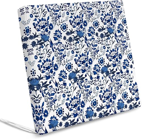 Miniatura 8 de LBCASA Paquete de 4 fundas de cojín para sillas de exterior, impermeables, con estampado floral de primavera azul, acuarela elegante, flores