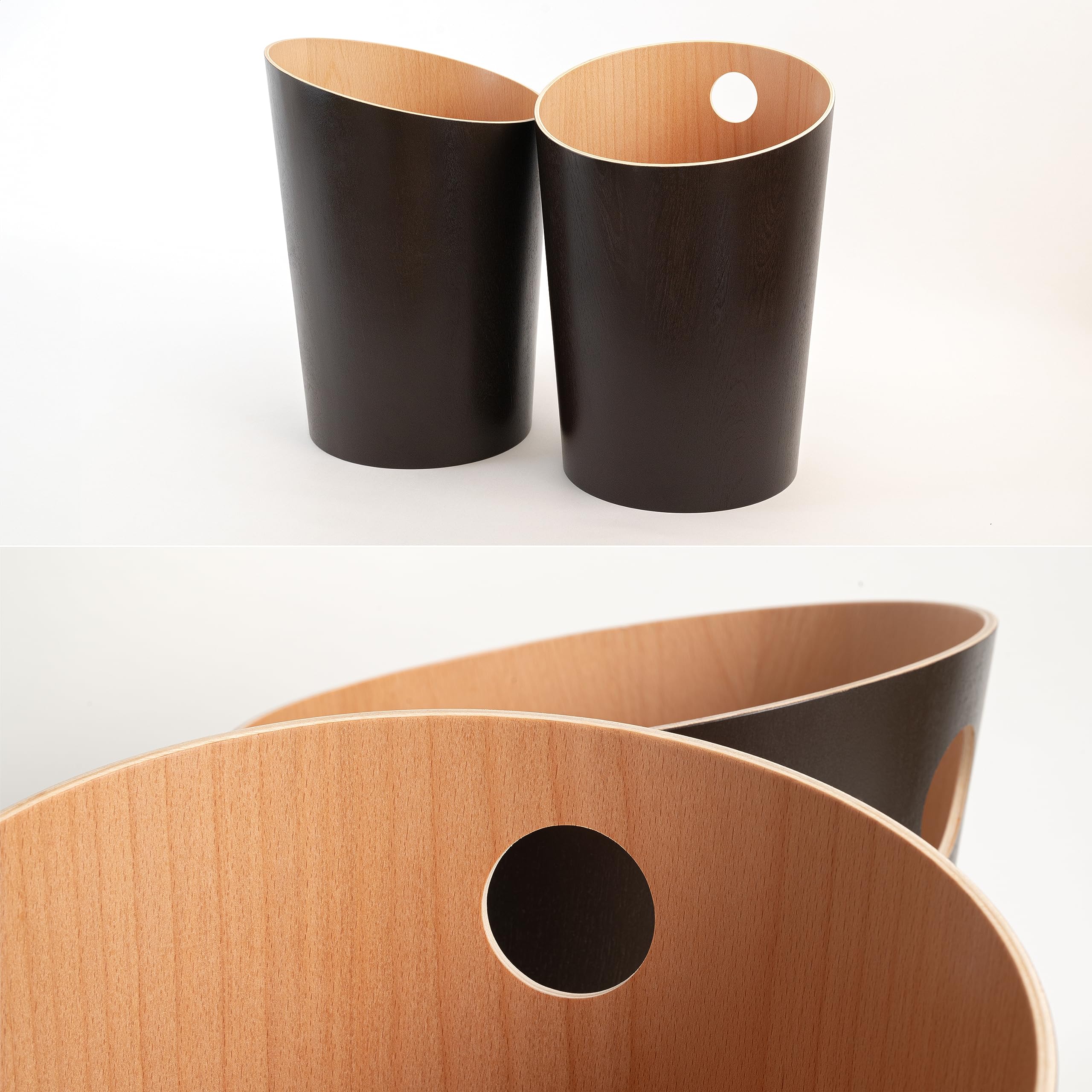 KAZAI.® Design Papiermand 'Bennet' | Unieke Prullenbak voor Kantoor, Slaapkamer, Kinderkamer en Meer | Kantoor Papiermand van Echt Houtfineer | Bruin