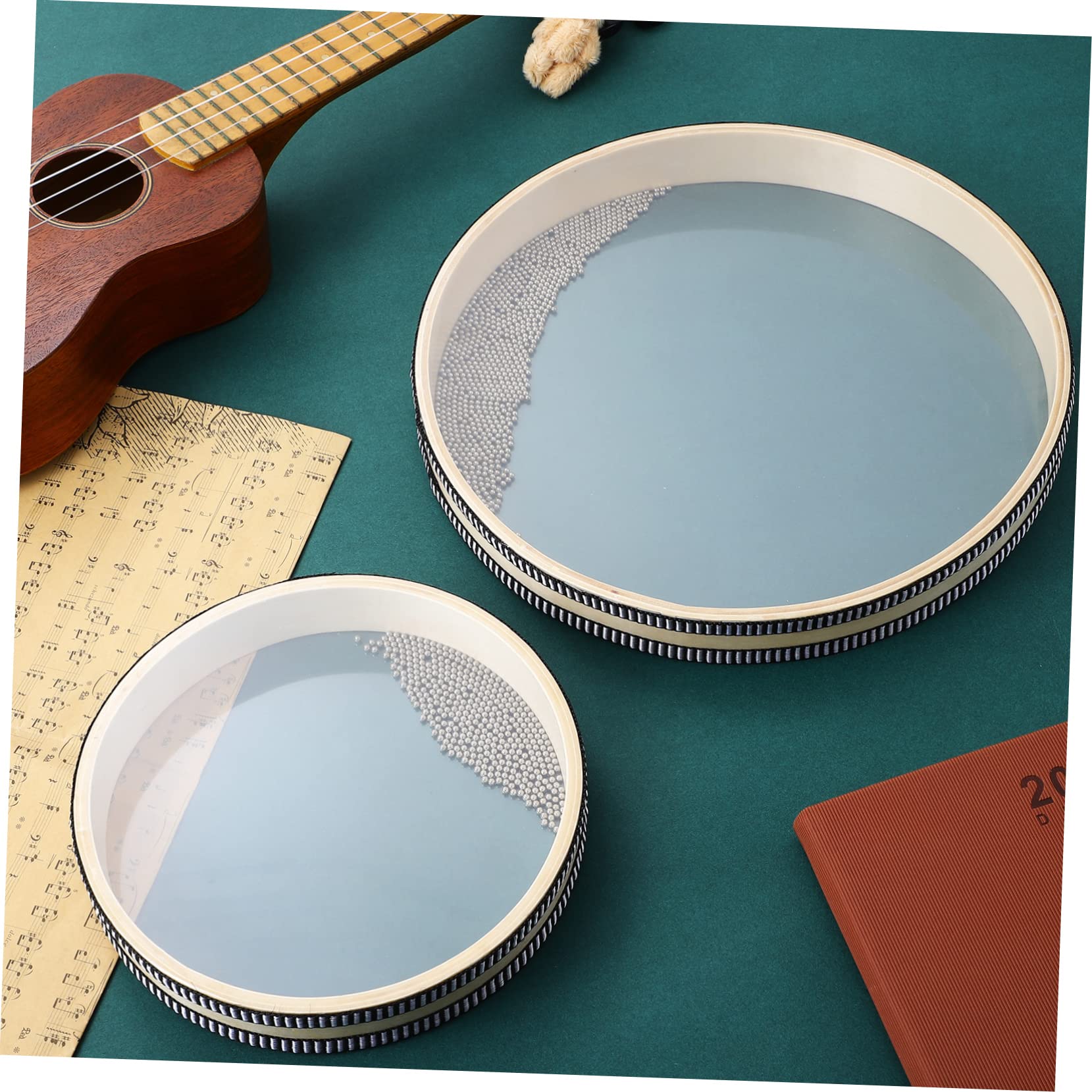 GALPADA 2 Pcs Wave Bead Ocean Drums Transparent Panel Edge Shell Musical Instruments for Adults Create Calming for Music Classrooms Parties and Gatherings