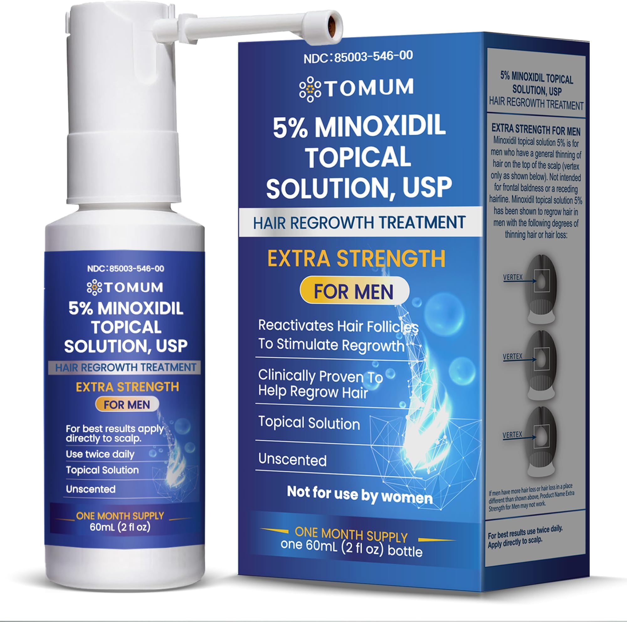 Minoxidil for Men and Women Hair Growth: 5% Minoxidil Spray Hair Regrowth Treatment Serum Stop Hair Thinning and Hair Loss For Stronger Thicker Longer Hair 60ml
