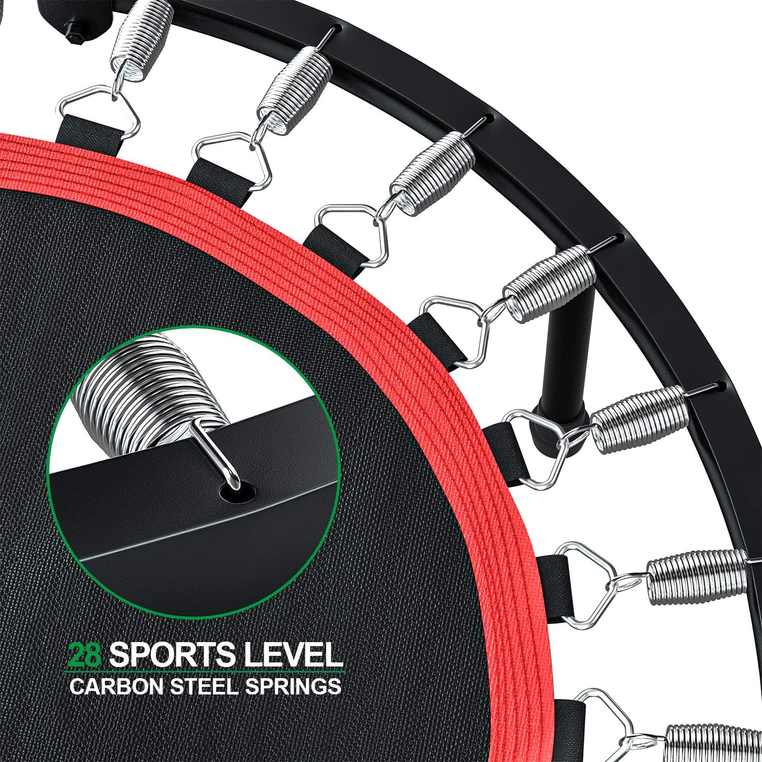 40" Foldable Trampoline Fitness Rebounder with Adjustable Foam Handrail Max Load 330lbs Home Exercise Trampoline Stable Jumping Cardio Trainer Indoor/Outdoor Gym Workout Body Exercise