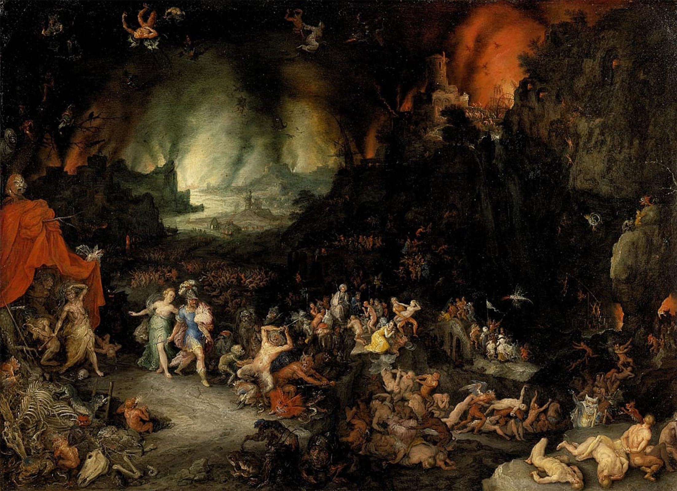 POSTERIIk Famous Modern Artwork Art Mural Aeneas in the Underworld by Jan the Elder Brueghel Oil Paintings Pictures for Home Decor 60x90cm