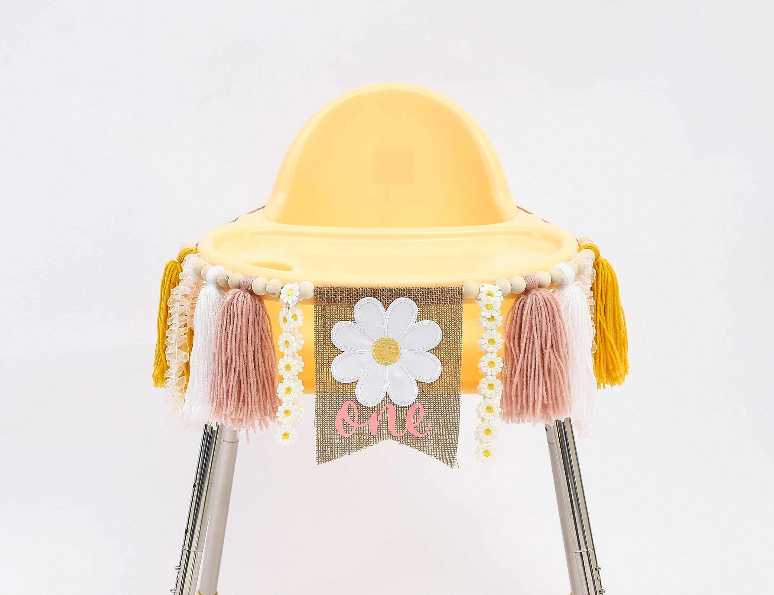 Daisy Garland Highchair Banner - 1st Birthday Party Decorations,Girl Birthday Decor Cake Smash,Tassel Daisy One High chair Banner for Girl (banner Daisy one)
