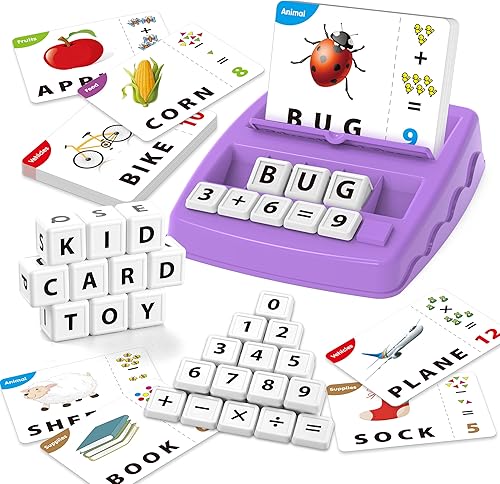 Miniatura 8 de Juegos de cartas a juego, juguetes educativos de aprendizaje 2 en 1, juegos de igualdad numérica, tarjetas flash de lectura de ortografía del Azul