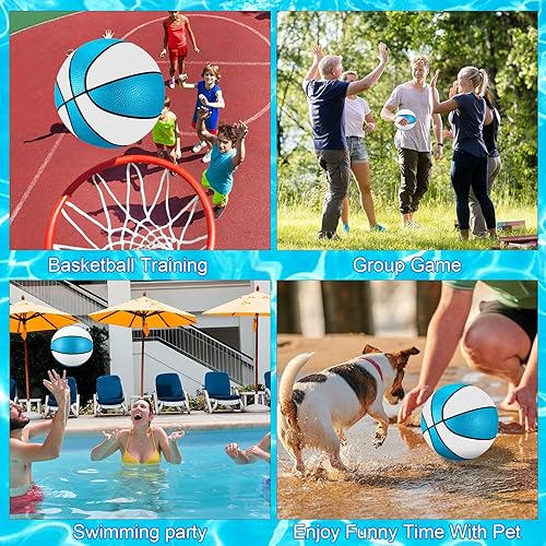 Miniatura 6 de Jenaai Paquete de 6 unidades de baloncesto para piscina de agua de 9 pulgadas con bomba para piscina, aro de baloncesto, impermeable, para piscina,