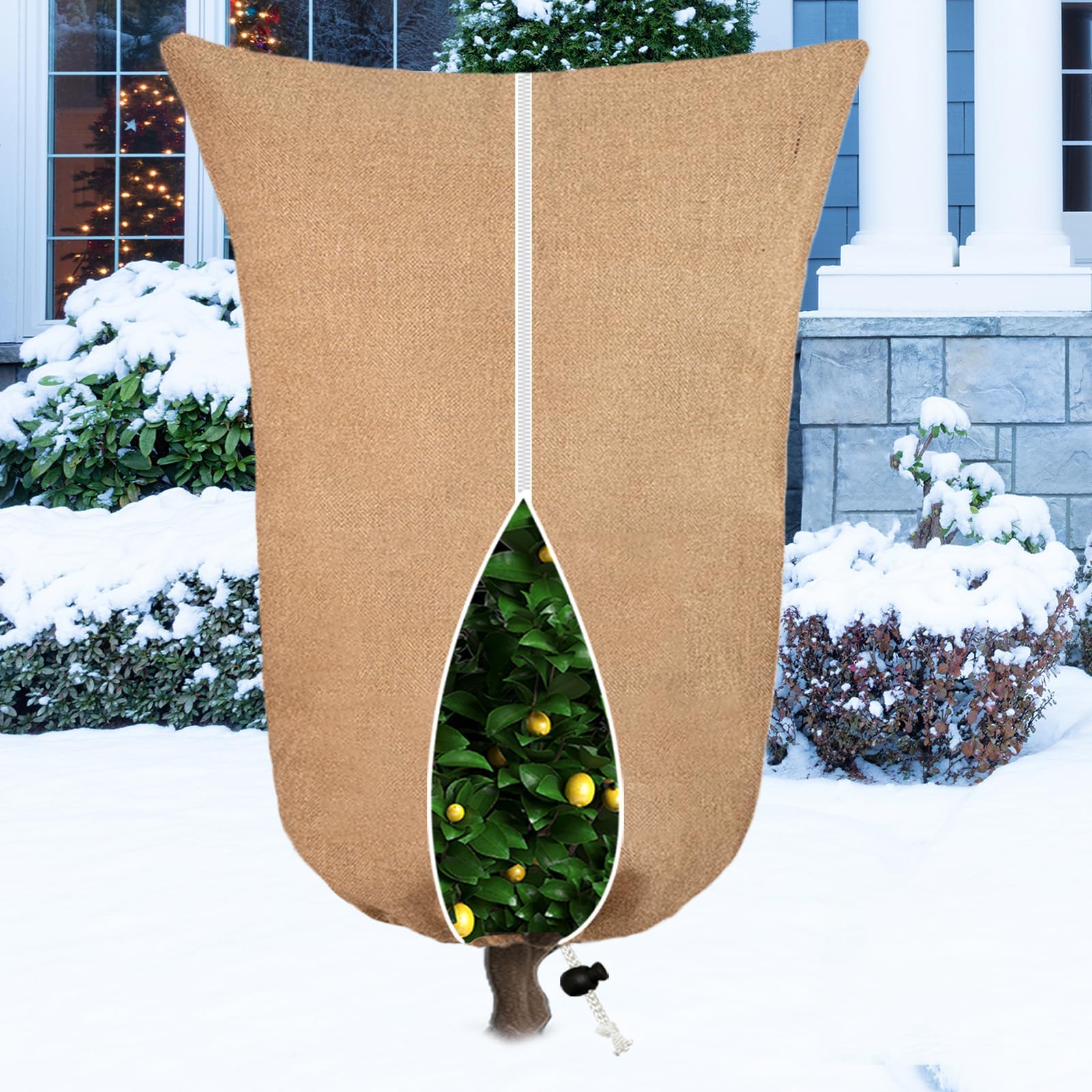 DredQcco 2 Pack Burlap Winter Plant Cover Bags 40 × 47