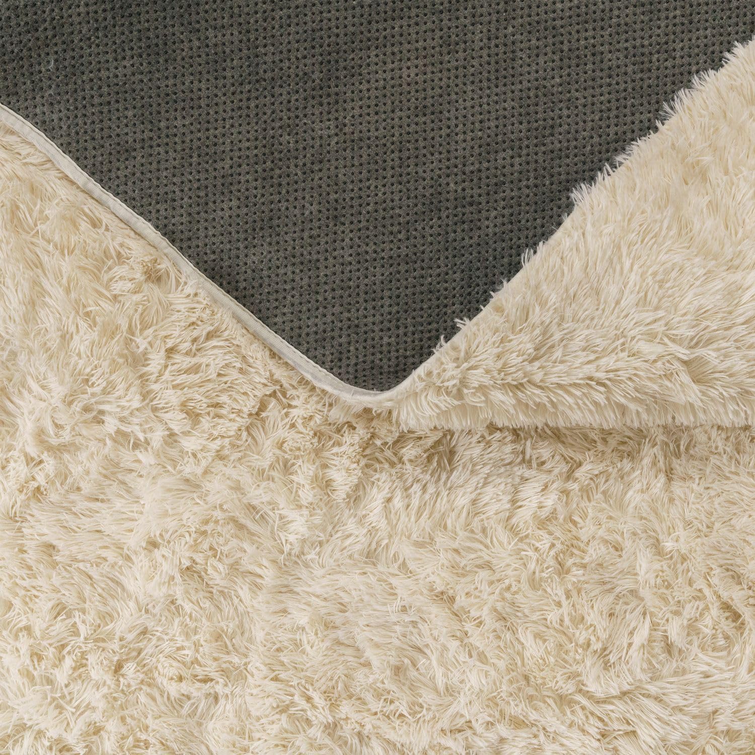 TT Home Tapis De Salon Tapis Shaggy Poil Long Doux Peluche Design Moderne Monochrome, Couleur: Beige Clair Crème, Dimension:160x220 cm