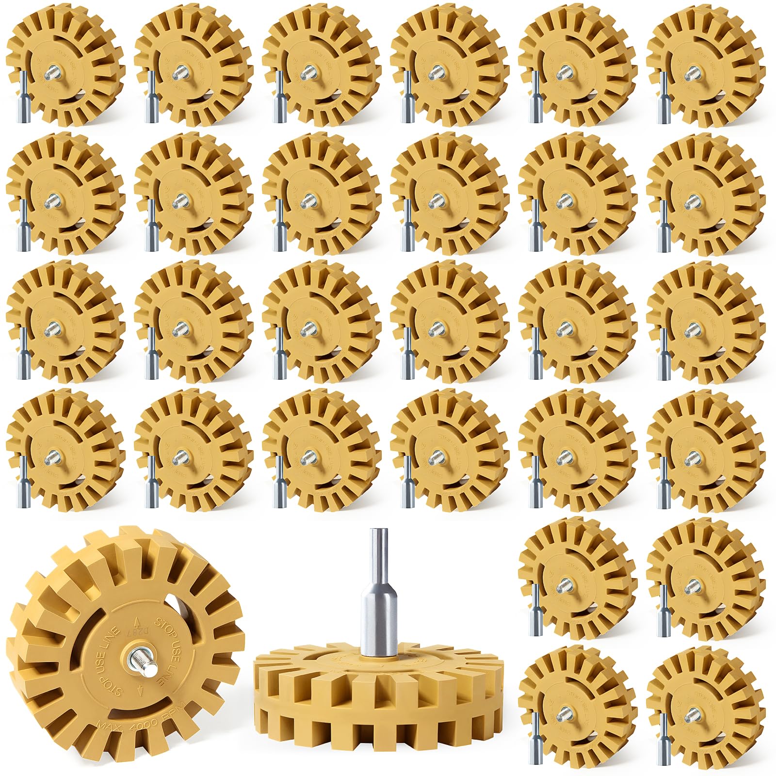 CowboyBOB 30 Pack Decal Remover Eraser Wheel Rubber Eraser Wheel for Drill Removes Car Stripes Vinyl Tapes and Graphics Rubber Eraser Wheel Tool Kit for Cars, RV, Motorcycles Sticker Remover Tool