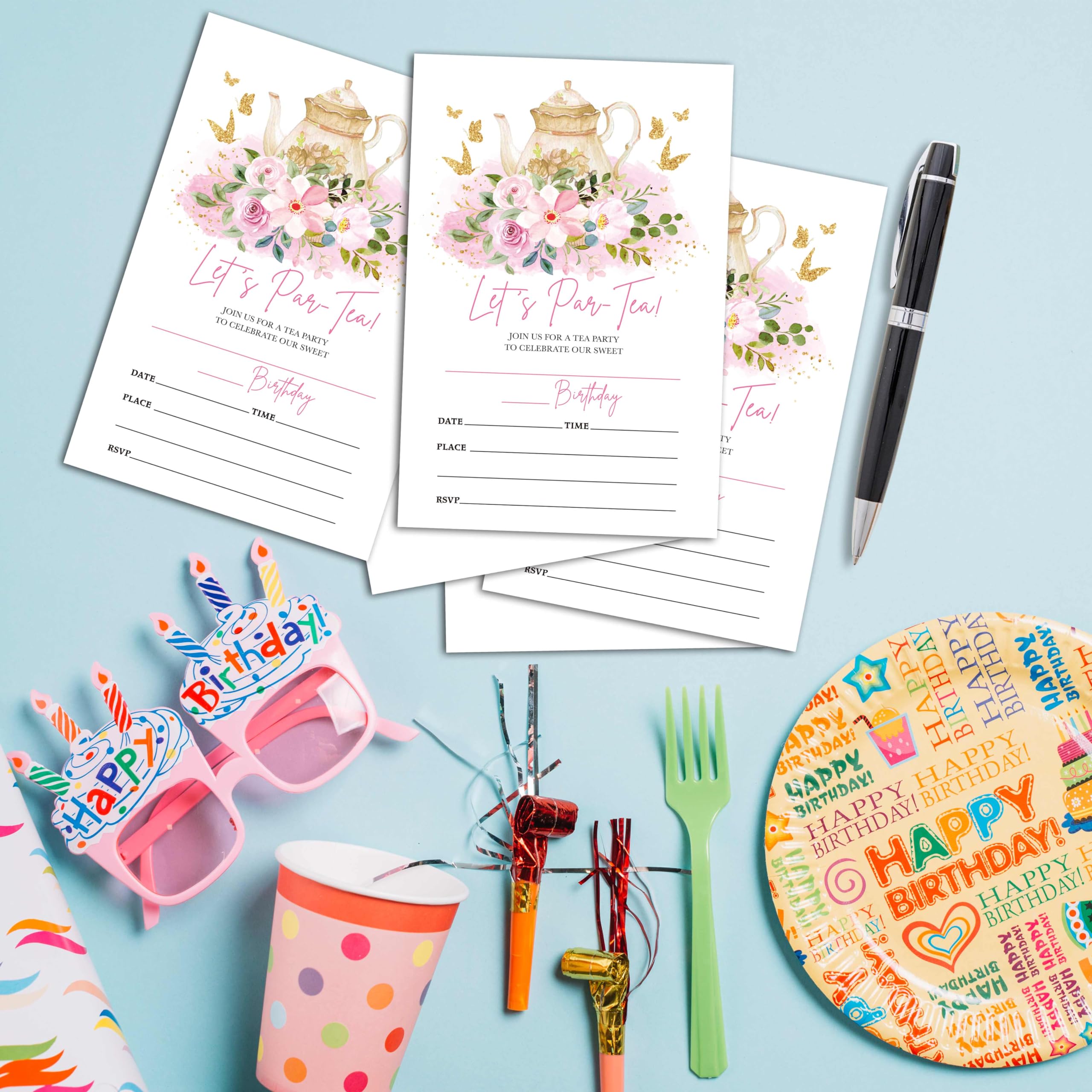 dress up tea party birthday invitations Amazon.com : Beshoul Birthday Invitations - Princess Tea Party Birthday Invites with Envelopes(25-Count) - Floral Brunch Fill-in Party Invite Cards for Girls Kids Party Supplies Favors