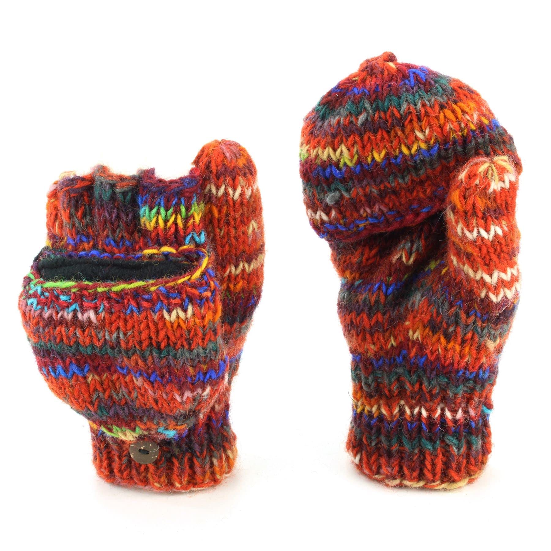 LOUDelephant Hand Knitted Wool Shooter Gloves - SD Red Mix