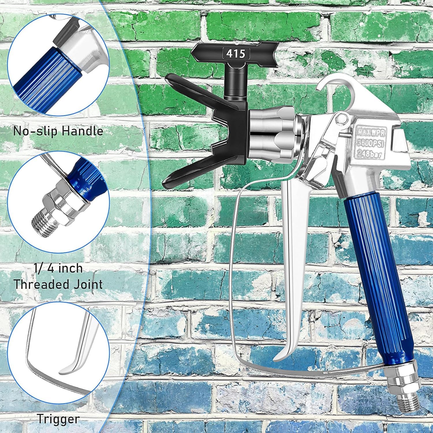 12 Stück Airless-Farbspritzpistole mit Düsenschutz, 5 Sprühspitzen und 5 Airless Farbspritzpistolenfilter für Airless-Spritzmaschinen, Farbzubehör (211, 313, 415, 517, 623)
