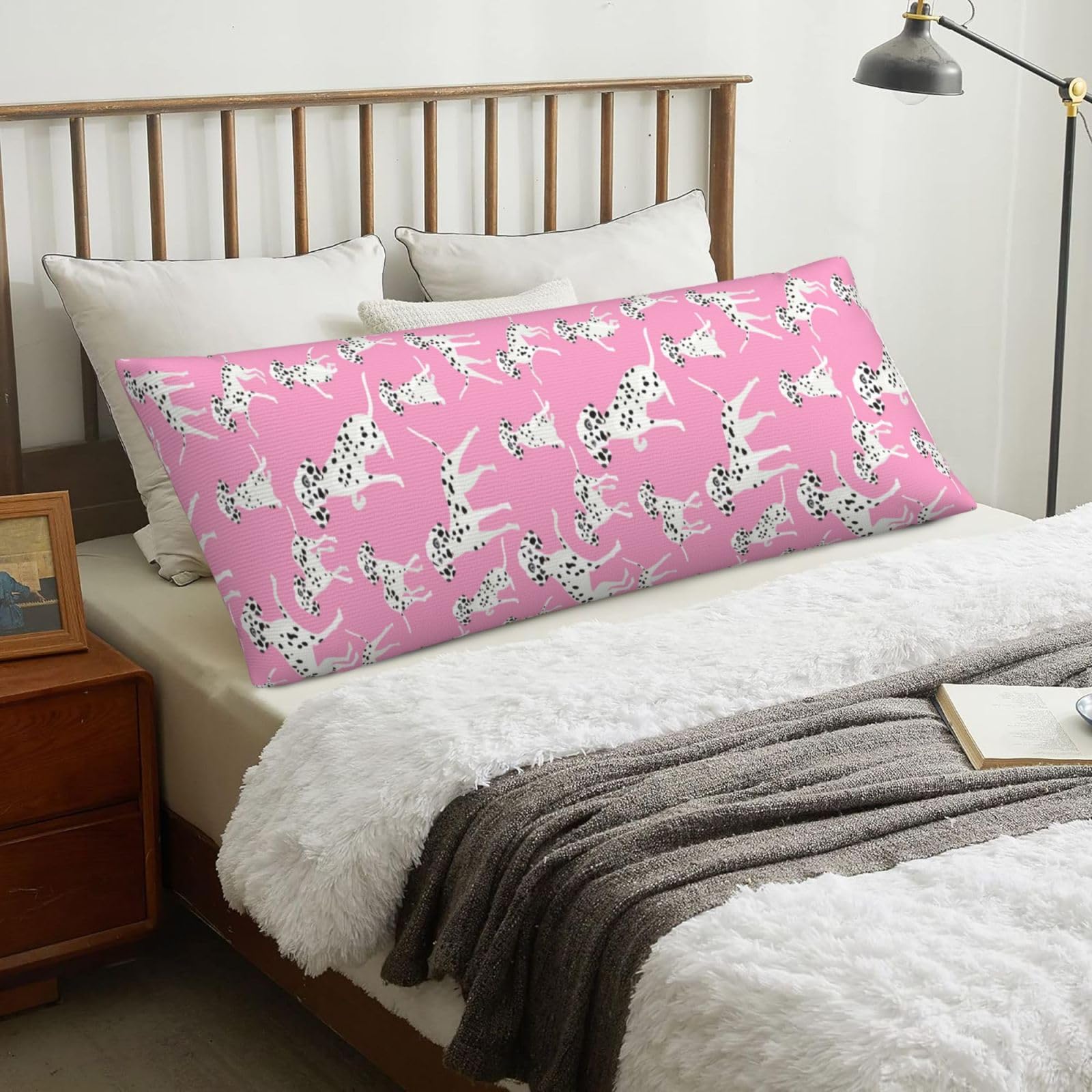 Cute Dalmatian Dog, Body Pillow Cover with Zipper,Long Body Pillowcase 20 x 60 in