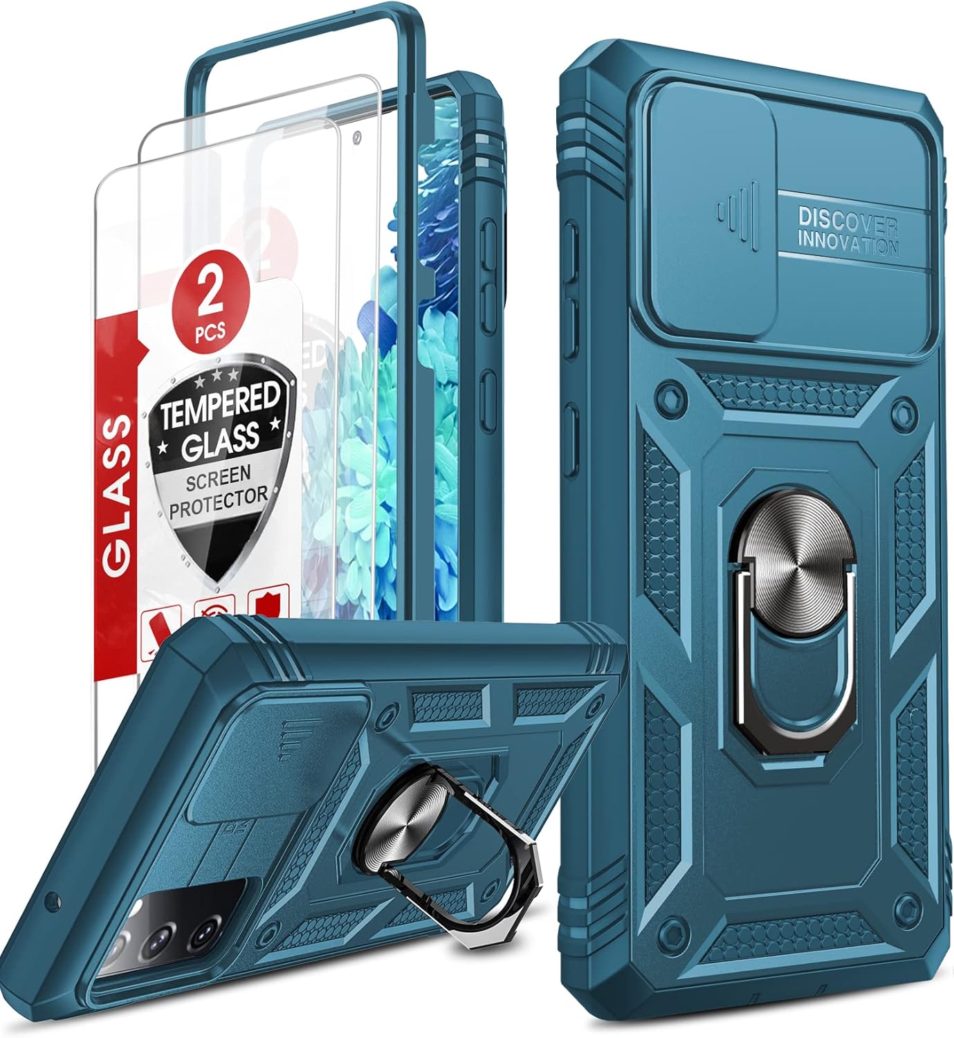 LeYi for Samsung Galaxy S20 FE Case with Slide Camera Cover and 2 Tempered Glass Screen Protector, S20FE Phone Case with Ring Holder Heavy Duty Shockproof Hard Armour Phone Cover for S 20 FE, Blue LeYi for Samsung Galaxy S20 FE Case with Slide Camera Cover and 2 Tempered Glass Screen Protector, S20FE Phone Case with Ring Holder Heavy Duty Shockproof Hard Armour Phone Cover for S 20 FE, Blue