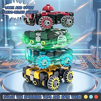4 Pcs Transformable Fidget Toys Set,Fidget Spinners for Boys,Kids | Educational Robot Car Toys,Party Favors Birthday Gifts with Box,Stress Relief Sensory Toys,Road Trip Travel Toy
