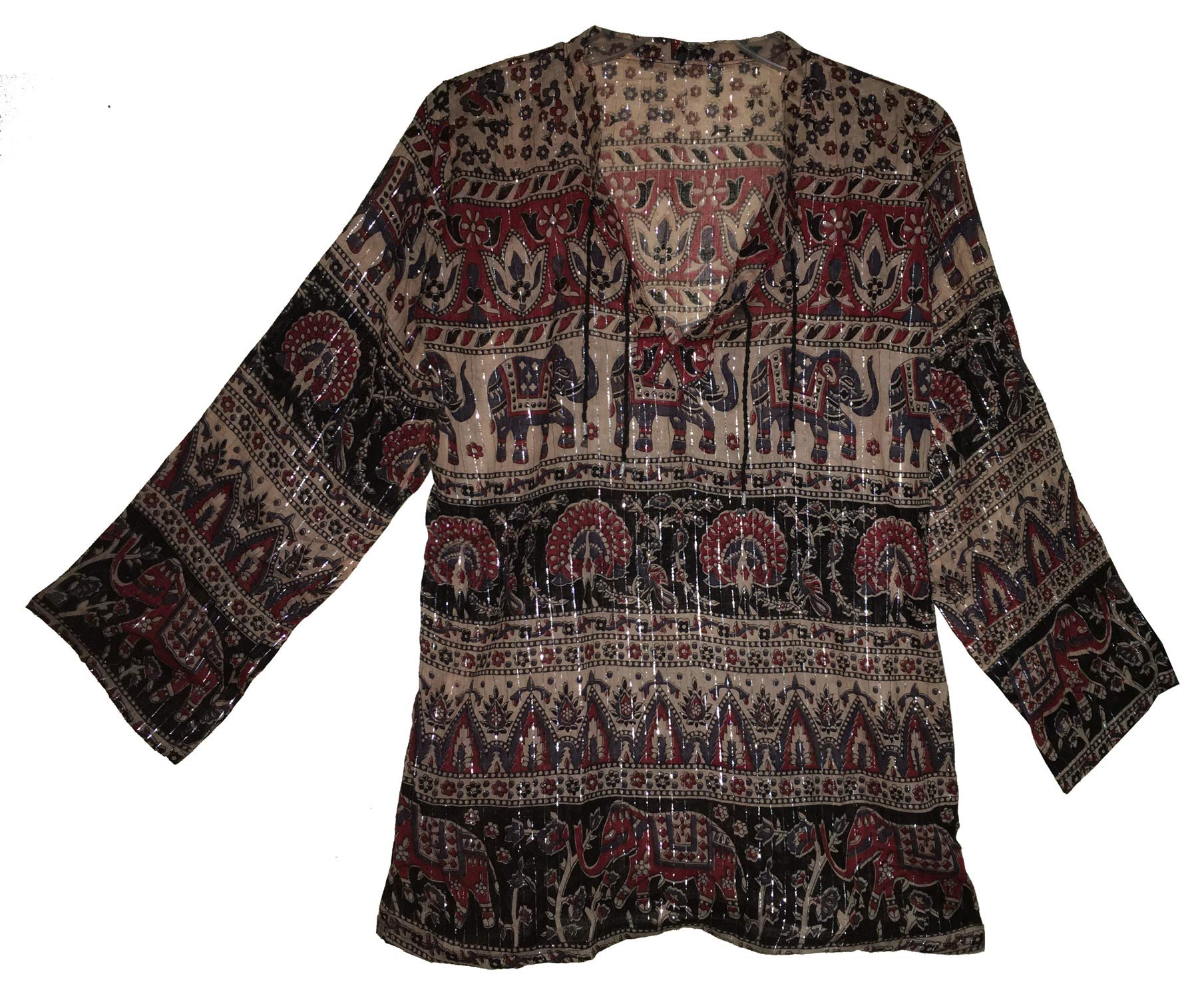 Foi Women's Multi Color Indian Cotton Lurex Vintage Pattern Top Blusa Tunic Hippie Dress Blouse For Ehs