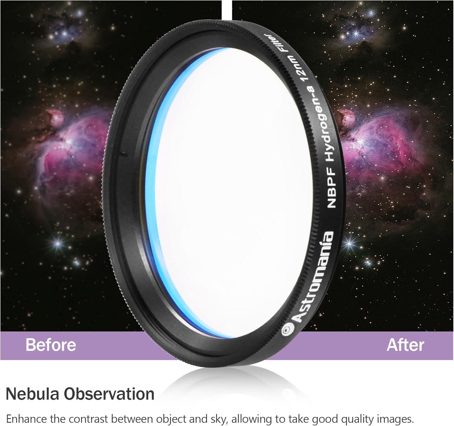 Astromania 2" Narrowband NBPF Hydrogen-a 12nm Filter - Enhances The Contrast Between Object and Sky - Allows You to Take Images Even Under Urban Skies