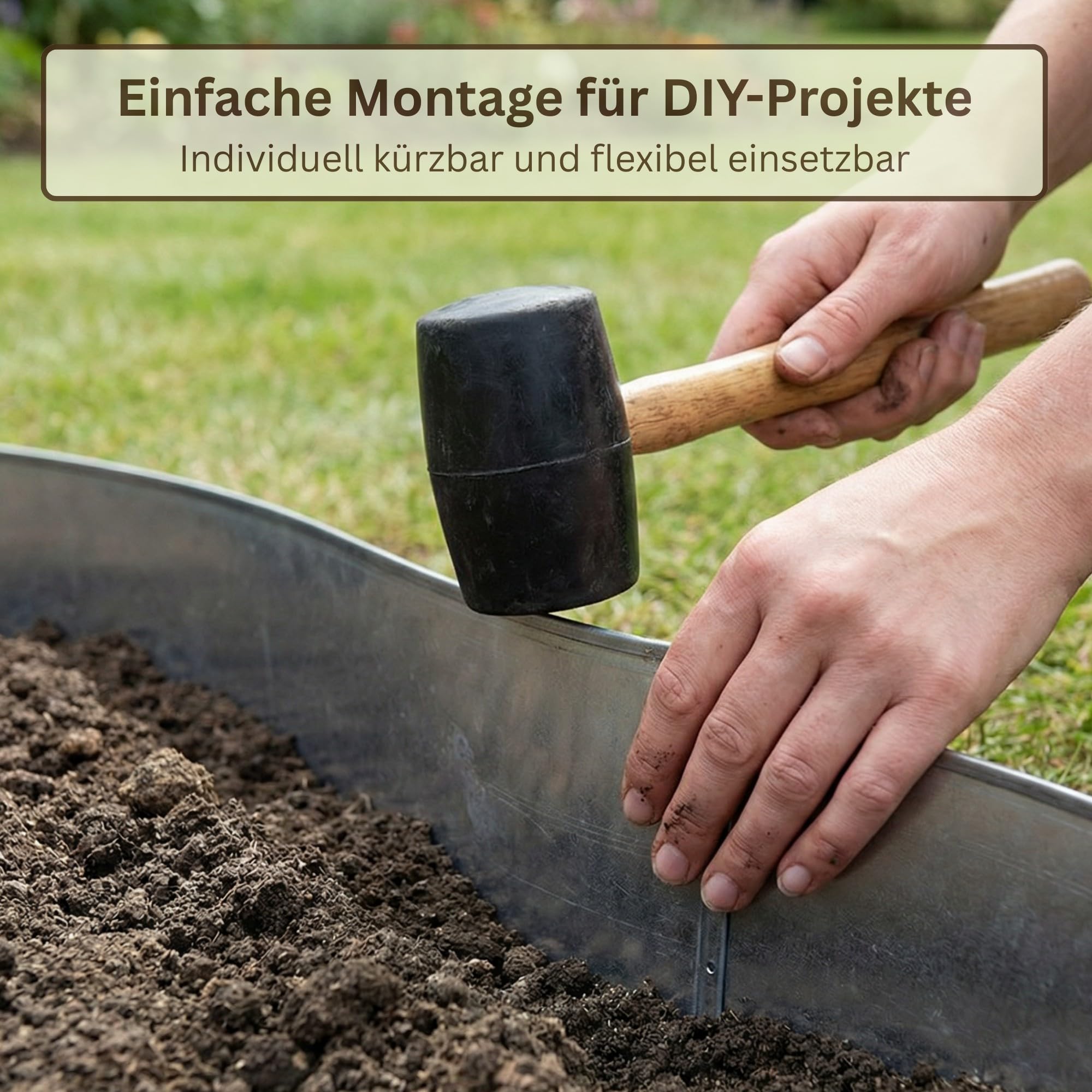 Rasenkante Metall 10m x 15cm 0,5mm verzinkt Rasenkantenband für Garten als Flexible Beeteinfassung Mähkante Beetumrandung Wurzelsperre