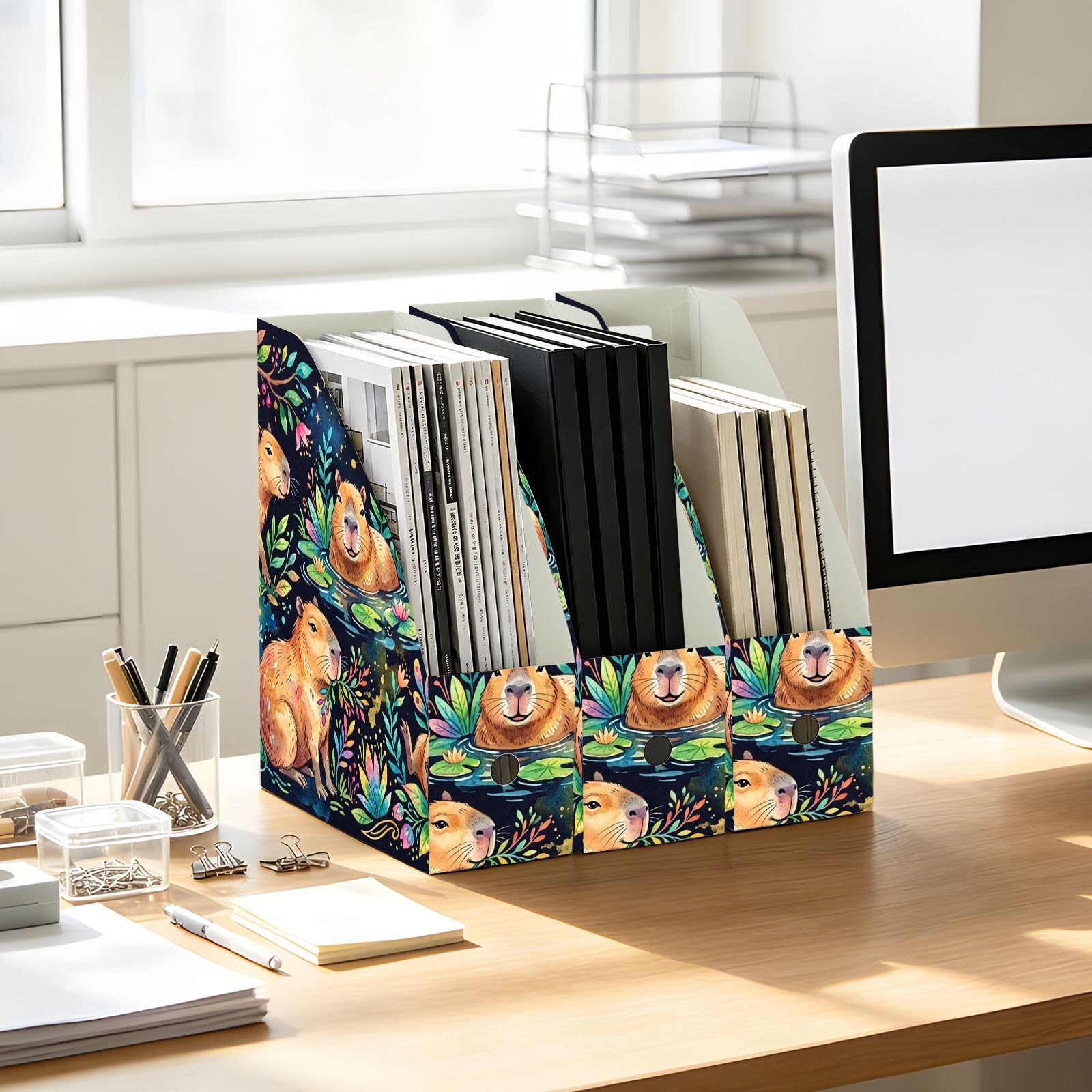 Capybara Organiseur de bureau pliable Bleu