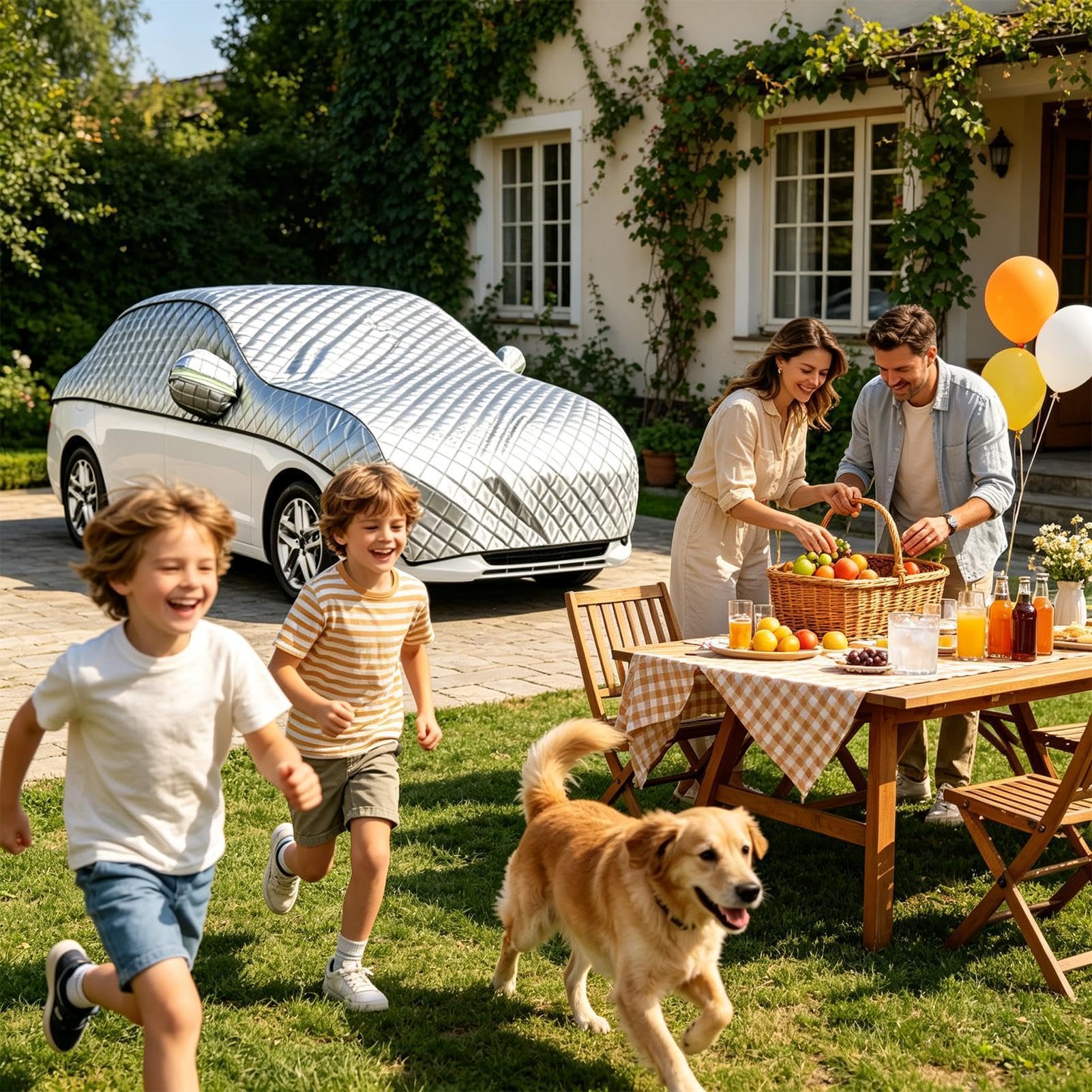 Half Car Cover for Windshield, Roof and Sunroof, Foldable Vehicle Shade