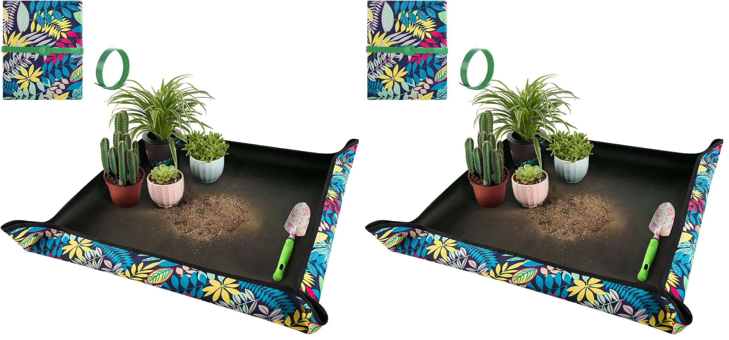 Repotting Mat for Plant Transplanting and Mess Control 29.5"x 29.5" Oxford Fabric Waterproof Potting Foldable Indoor Portable Gardening Tray Unique Gifts Lovers (Pack of 2)