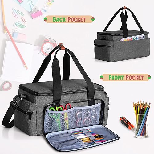 Miniatura 3 de Luxja Bolsa de manualidades de gran capacidad con correa para el hombro, bolsa de manualidades para arte, álbumes de recortes o suministros de