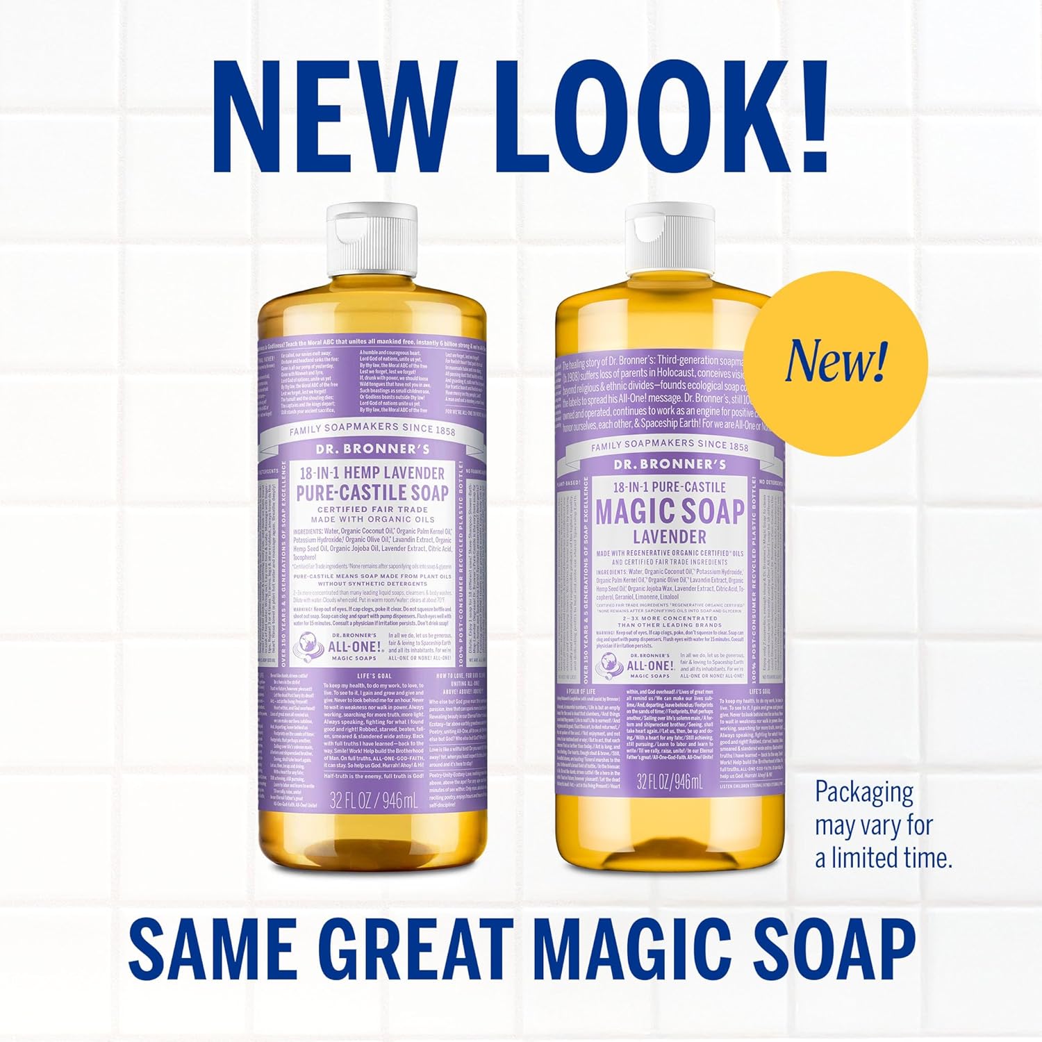 Dr. Bronner's - Pure-Castile Liquid Soap (Lavender, 32 ounce) - Made with Organic Oils, 18-in-1 Uses: Face, Body, Hair, Laundry, Pets and Dishes, Concentrated, Vegan, Non-GMO - Image 2