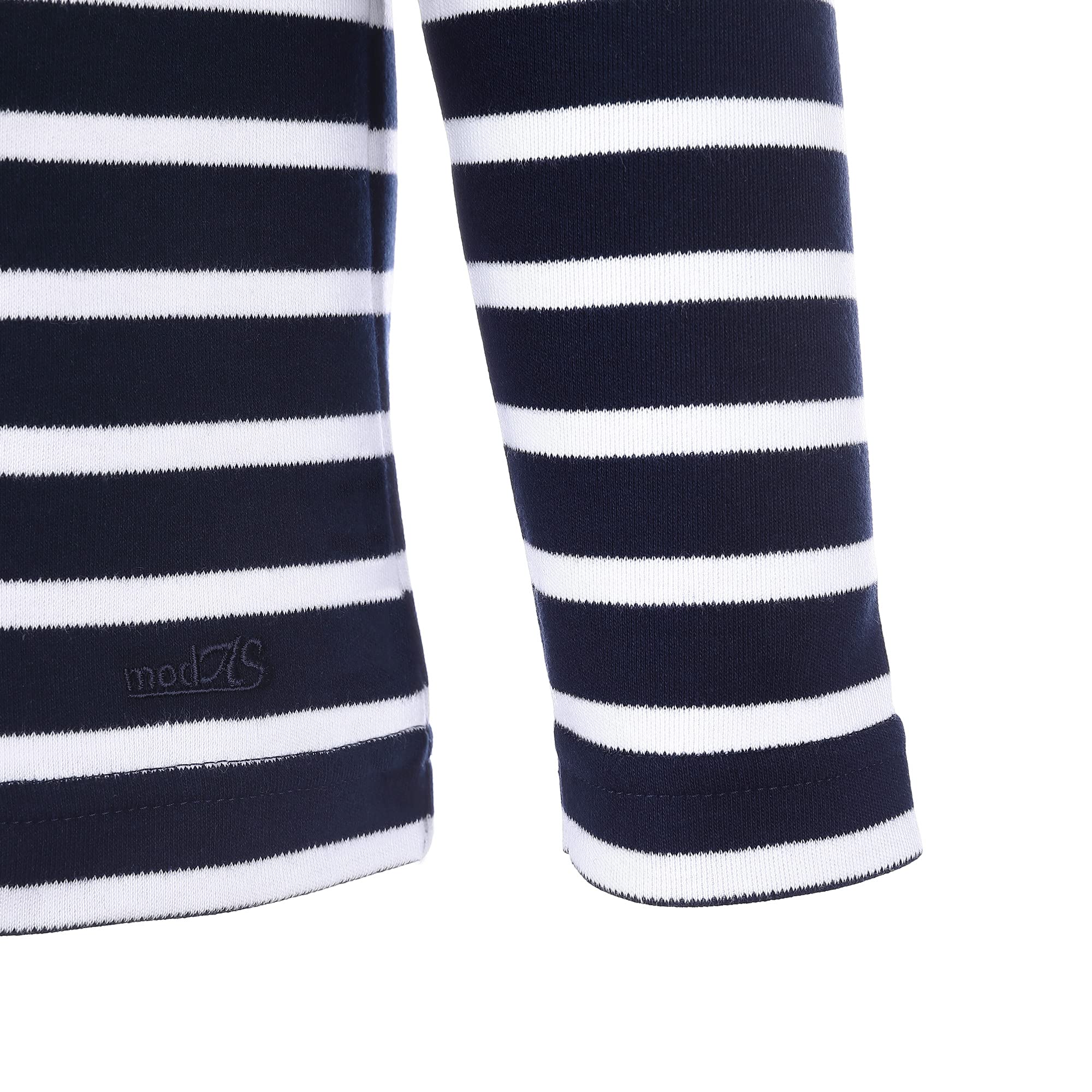 modAS Bretonisches Shirt für Kinder - Longsleeve Pullover Langarm Shirt mit Streifen Mädchen Jungen aus Baumwolle in Weiß/Blau Größe 152