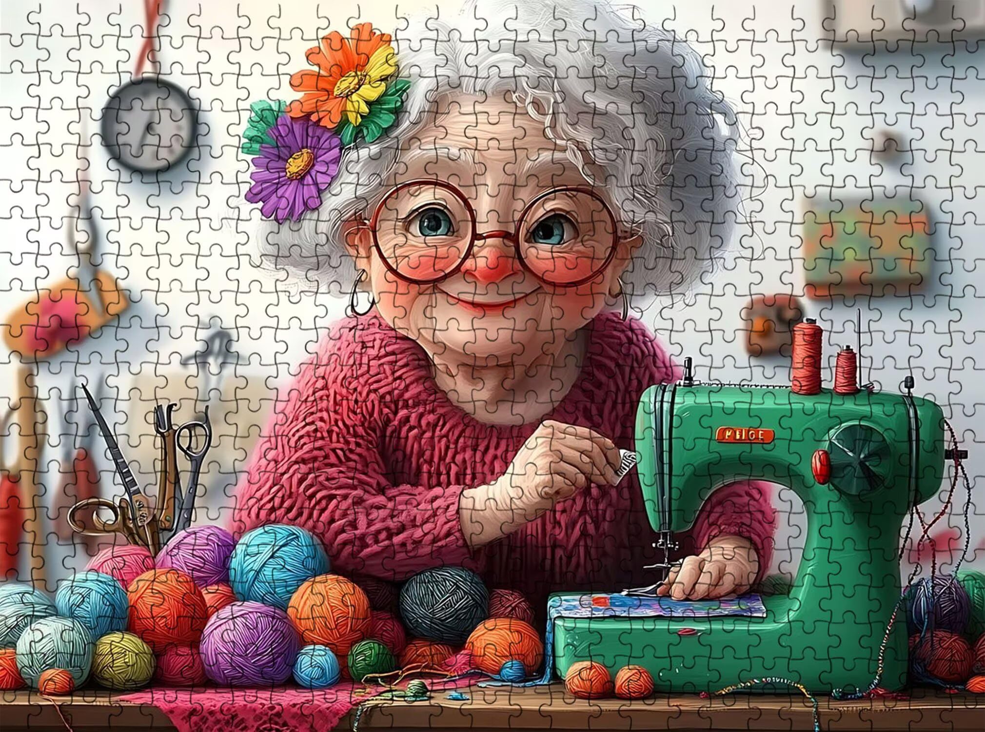 Puzzle 4000 Pezzi Classici, Puzzle Nonna gomitolo di filato 141 x 87 cm, Gioco Educativo e Antistress in Legno con Poster Incluso, Ttività Famiglia, Regalo per Appassionati, Decor Parete, f0-622